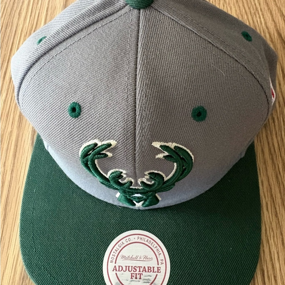 Mitchell & Ness Gray and Green Adjustable Hat